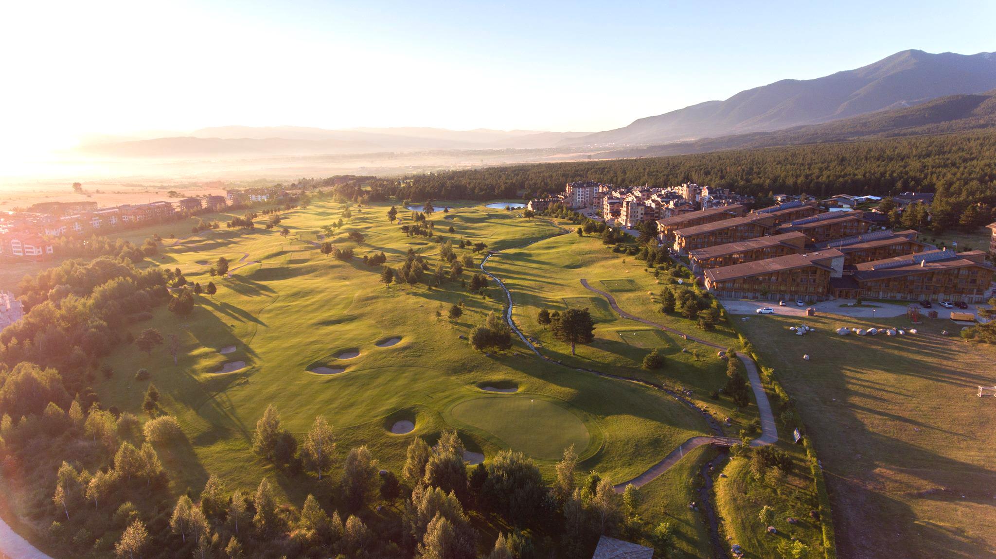 Aerial view of Pirin Golf & Country Club and its mountain course